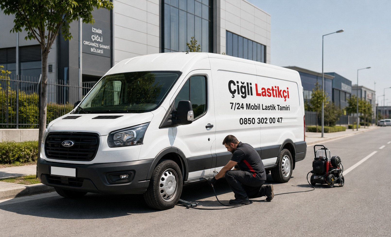 Çiğli İzkent Mahallesi acil mobil lastikçi yol yardım aracı