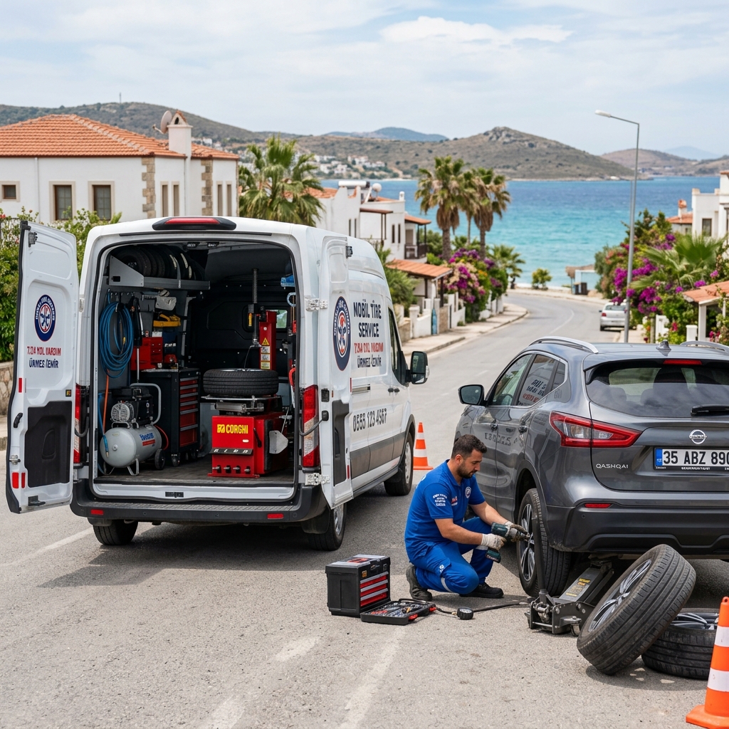 Veysi Paşa Mahallesi merkezine gelen lastik yol yardım aracı